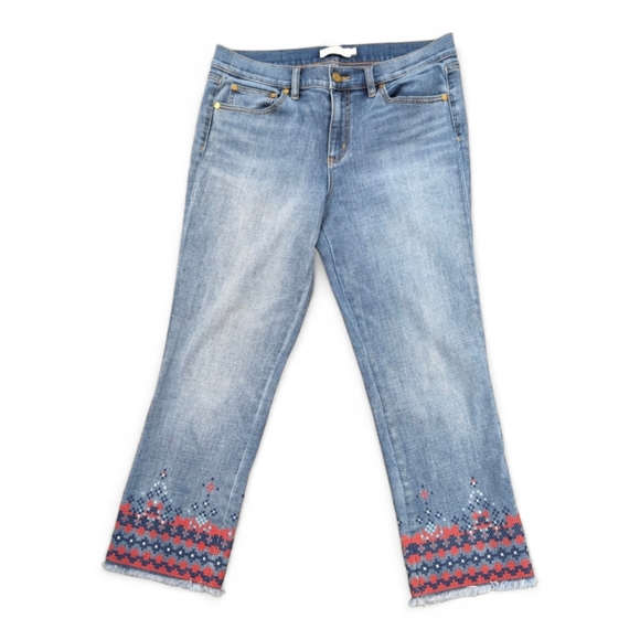 Tory Burch Embroidered Jeans Sz 29 - Picture 1 of 9